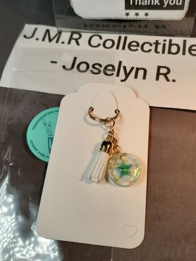 Gemini Constellation Resin Keychain with White Tassel